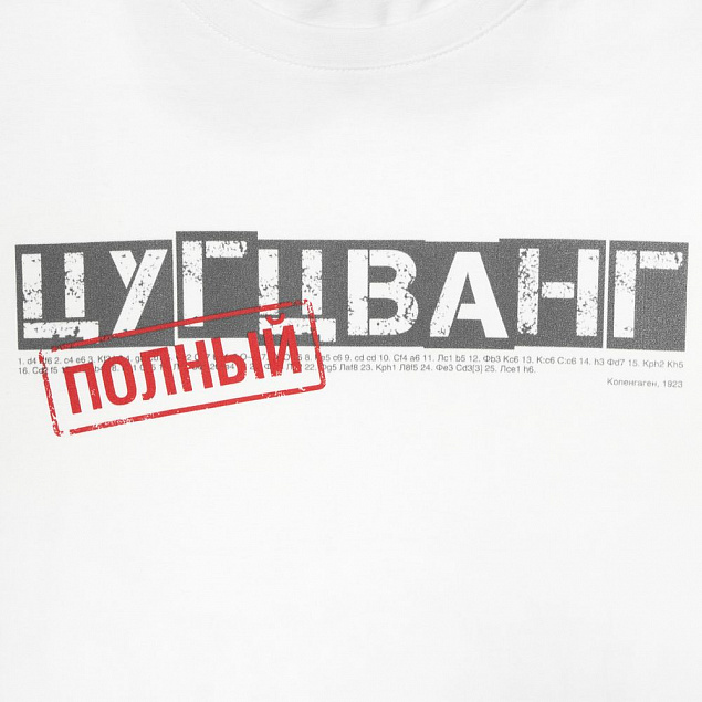 Футболка «Цугцванг», белая с логотипом в Москве заказать по выгодной цене в кибермаркете AvroraStore