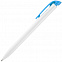 Ручка шариковая Favorite, белая с голубым с логотипом в Москве заказать по выгодной цене в кибермаркете AvroraStore
