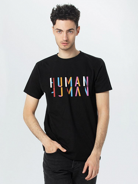 Футболка Human, черная с логотипом в Москве заказать по выгодной цене в кибермаркете AvroraStore