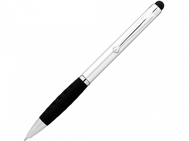 Ручка-стилус шариковая Ziggy синие чернила, серебристый/черный с логотипом в Москве заказать по выгодной цене в кибермаркете AvroraStore