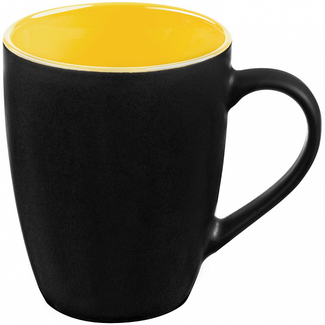 Кружка Bright Tulip, матовая, черная с желтым с логотипом в Москве заказать по выгодной цене в кибермаркете AvroraStore