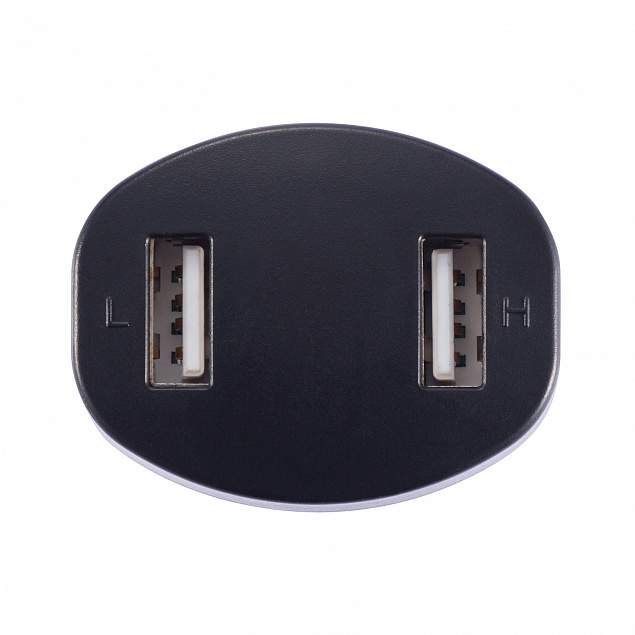 Зарядное устройство для автомобиля с 2 USB-портами, черный с логотипом  заказать по выгодной цене в кибермаркете AvroraStore