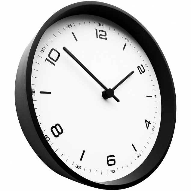 Часы настенные Weis, белые с черным с логотипом в Москве заказать по выгодной цене в кибермаркете AvroraStore