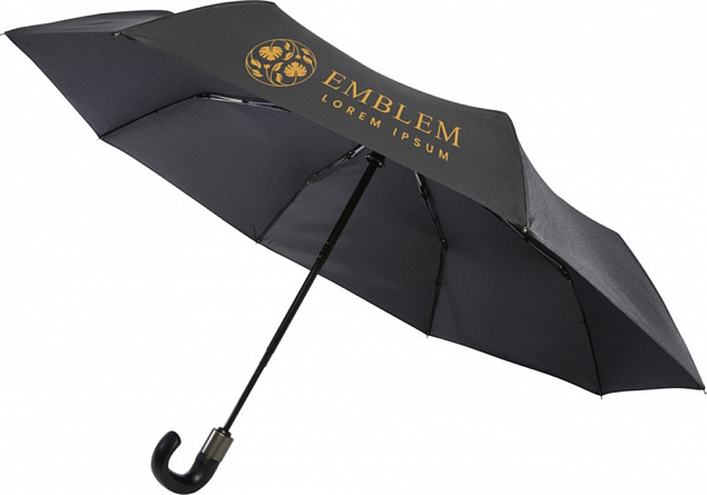 Montebello 21-дюймовый складной зонт с автоматическим открытием/закрытием и изогнутой ручкой, черный с логотипом в Москве заказать по выгодной цене в кибермаркете AvroraStore
