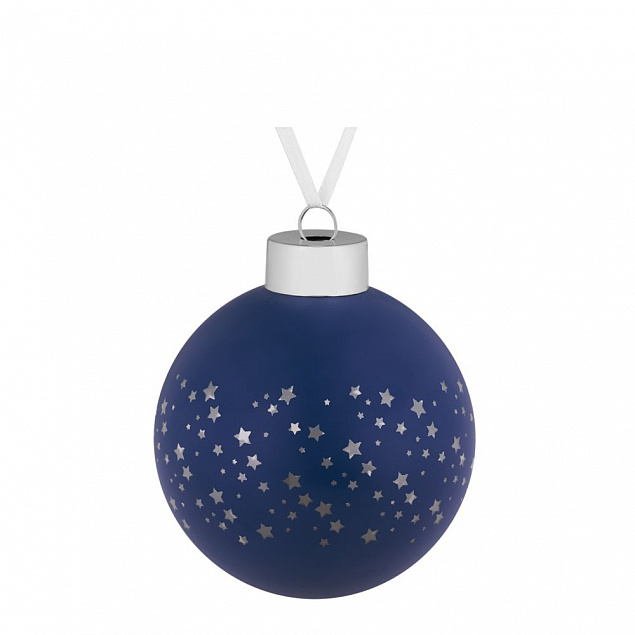 Елочный шар Stars, 8 см, синий с логотипом в Москве заказать по выгодной цене в кибермаркете AvroraStore