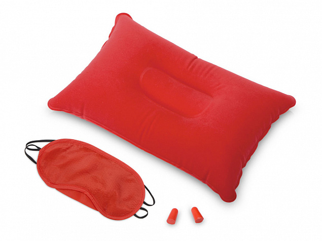 Набор для путешествия с прямоугольной подушкой Cloud, красный с логотипом в Москве заказать по выгодной цене в кибермаркете AvroraStore