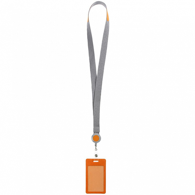 Чехол для пропуска с лентой и ретрактором Devon, оранжевый с логотипом в Москве заказать по выгодной цене в кибермаркете AvroraStore