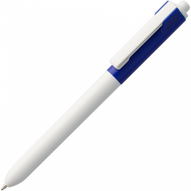 Ручка шариковая Hint Special, белая с синим с логотипом в Москве заказать по выгодной цене в кибермаркете AvroraStore