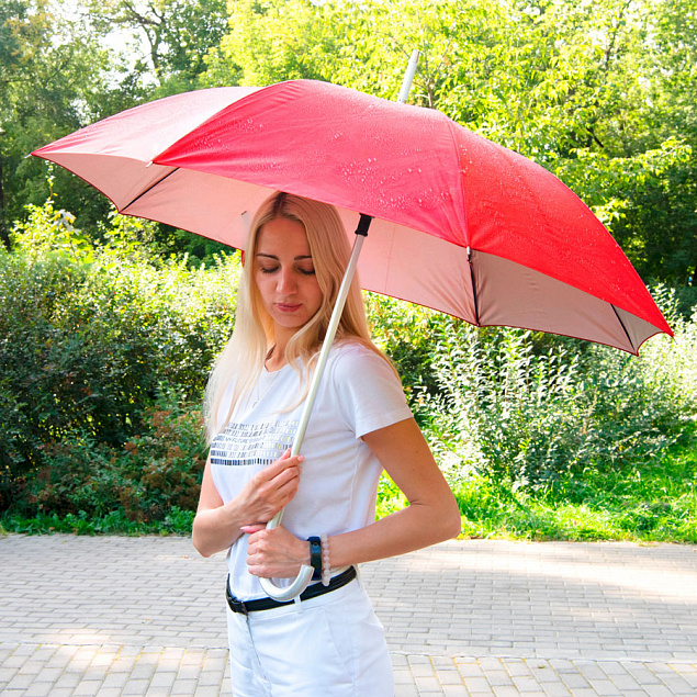 Зонт-трость SILVER, пластиковая ручка, полуавтомат с логотипом в Москве заказать по выгодной цене в кибермаркете AvroraStore