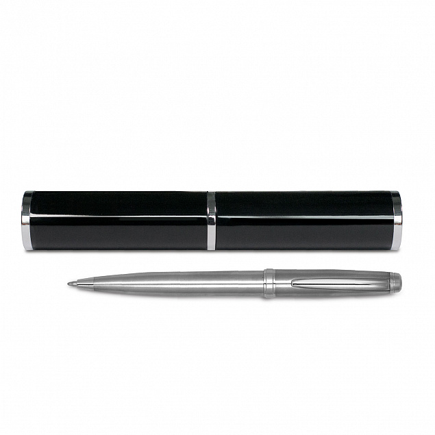 Набор ручка Lyon c футляром, серебряный, черный с логотипом в Москве заказать по выгодной цене в кибермаркете AvroraStore