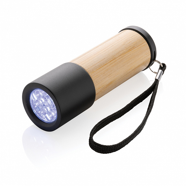 Карманный фонарик из бамбука и переработанного пластика RCS с логотипом в Москве заказать по выгодной цене в кибермаркете AvroraStore