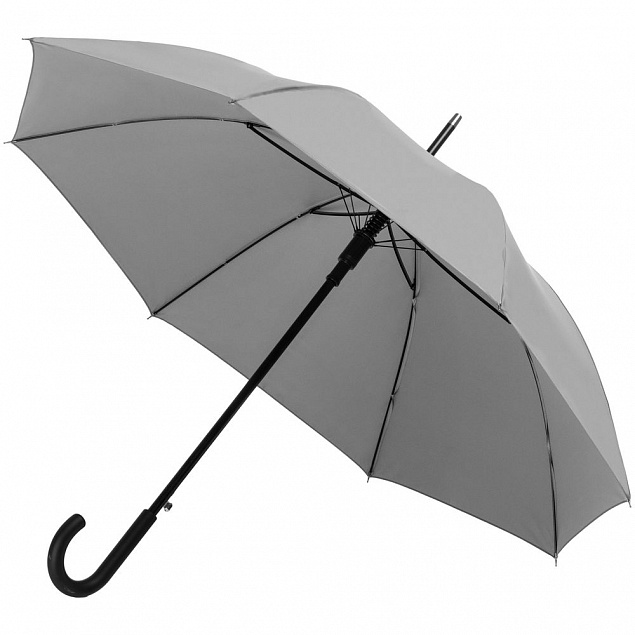Зонт-трость Manifest со светоотражающим куполом, серый с логотипом в Москве заказать по выгодной цене в кибермаркете AvroraStore