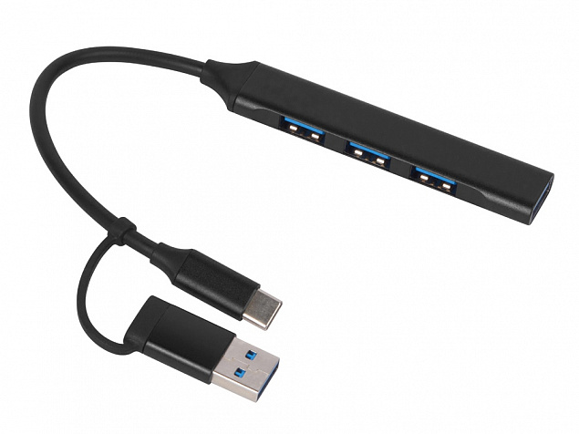 USB-хаб «Link» с коннектором 2-в-1 USB-C и USB-A, 2.0/3.0 с логотипом в Москве заказать по выгодной цене в кибермаркете AvroraStore