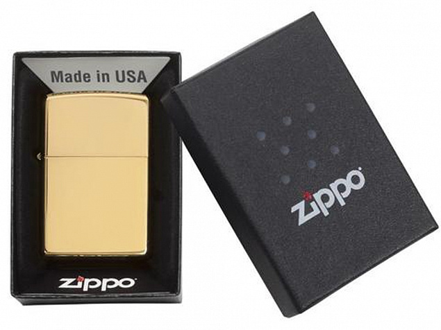 Зажигалка ZIPPO Classic с покрытием High Polish Brass с логотипом в Москве заказать по выгодной цене в кибермаркете AvroraStore
