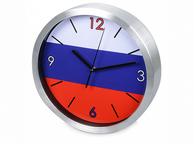 Часы настенные "Российский флаг" с логотипом в Москве заказать по выгодной цене в кибермаркете AvroraStore