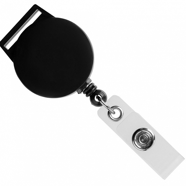 Ретрактор Attach с ушком для ленты, черный с логотипом в Москве заказать по выгодной цене в кибермаркете AvroraStore