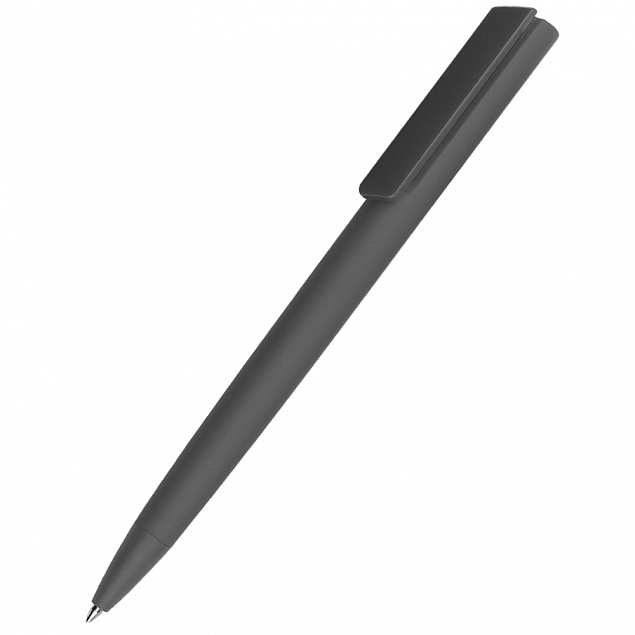 Ручка пластиковая Lavy софт-тач, тёмно-серая с логотипом в Москве заказать по выгодной цене в кибермаркете AvroraStore