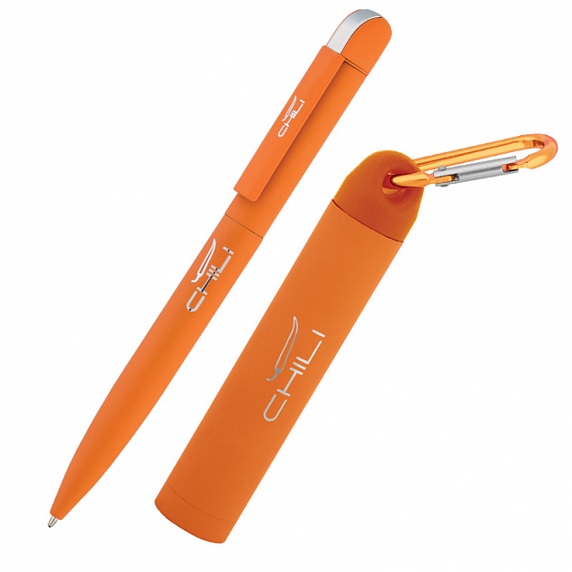 Набор ручка + зарядное устройство 2800 mAh в футляре, оранжевый, покрытие soft touch с логотипом в Москве заказать по выгодной цене в кибермаркете AvroraStore