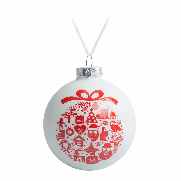 Елочный шар «Новогодний коллаж», 8, см, белый с красным с логотипом в Москве заказать по выгодной цене в кибермаркете AvroraStore
