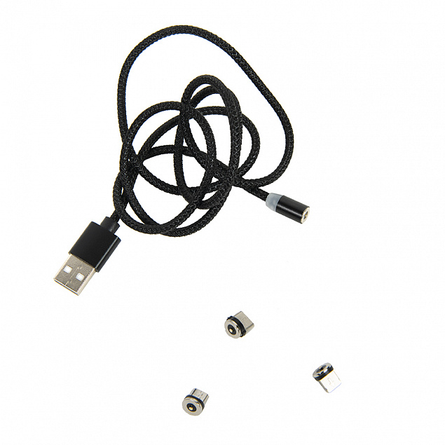 Провод для зарядки SNAP со сменными разъемами на магните Micro USB/Lighting/Type C с логотипом в Москве заказать по выгодной цене в кибермаркете AvroraStore