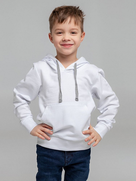 Толстовка с капюшоном детская Kirenga Kids, белая с логотипом в Москве заказать по выгодной цене в кибермаркете AvroraStore