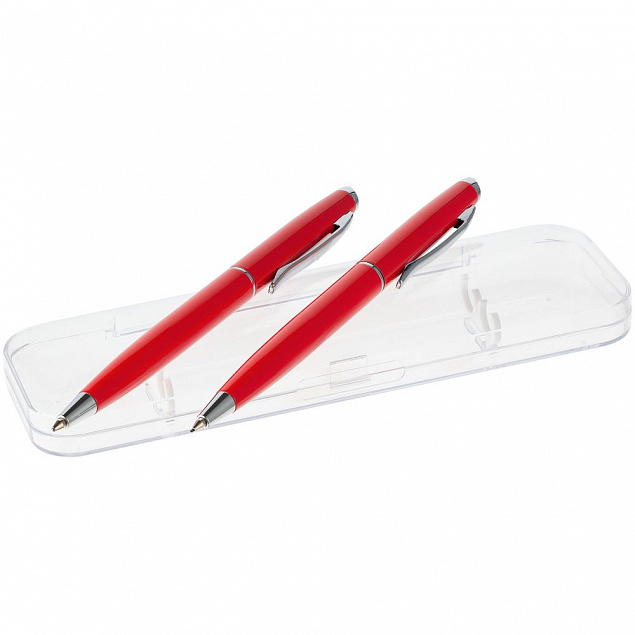 Набор Phrase: ручка и карандаш, красный с логотипом  заказать по выгодной цене в кибермаркете AvroraStore