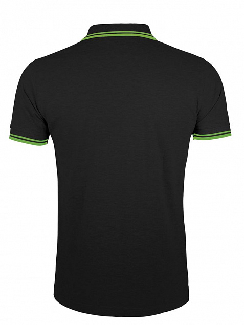 Рубашка поло мужская PASADENA MEN 200 с контрастной отделкой, черная с зеленым с логотипом в Москве заказать по выгодной цене в кибермаркете AvroraStore