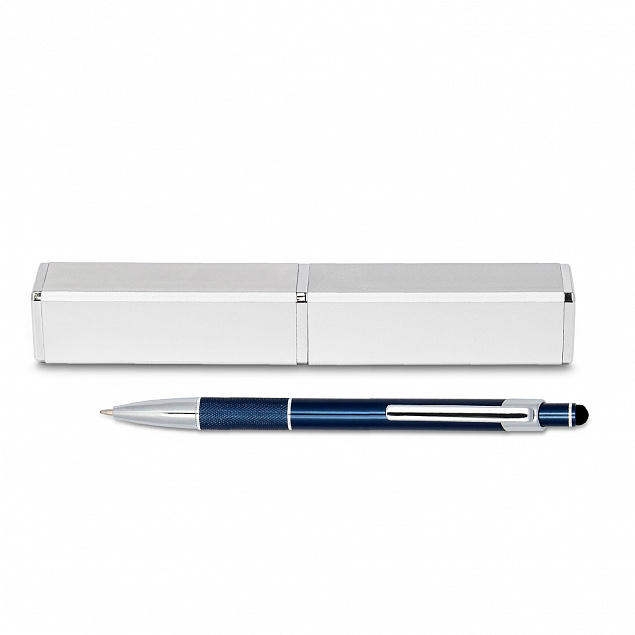 Набор ручка Levi c футляром, синий, серебряный с логотипом в Москве заказать по выгодной цене в кибермаркете AvroraStore