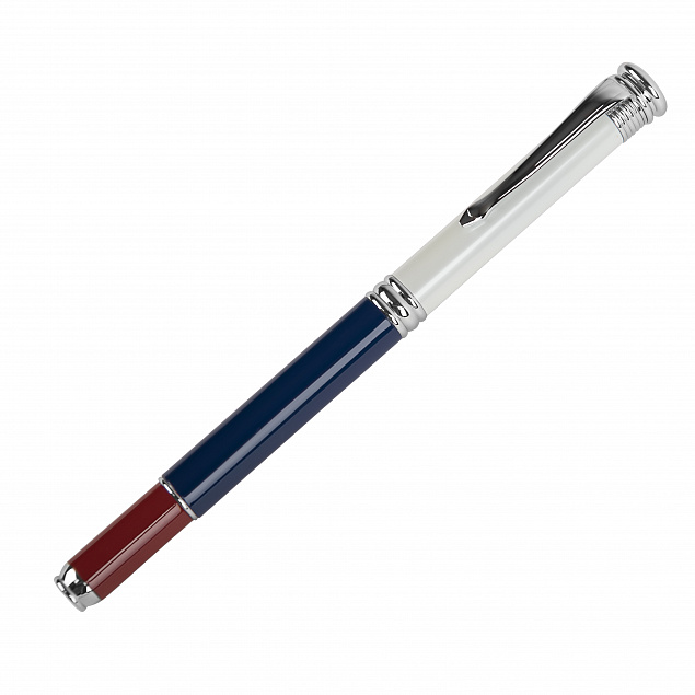 AMBASSADOR, ручка-роллер,  металл,  красно-синий-белый с логотипом в Москве заказать по выгодной цене в кибермаркете AvroraStore