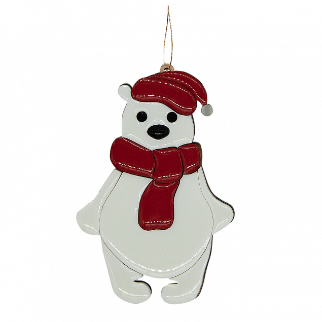 Ёлочная Игрушка Медвежонок (белый с красным) с логотипом в Москве заказать по выгодной цене в кибермаркете AvroraStore