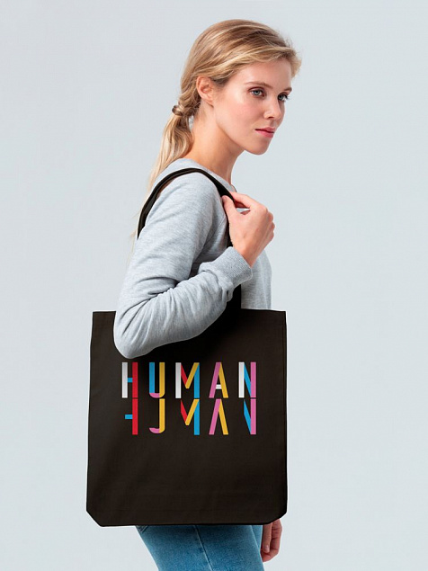 Холщовая сумка Human, черная с логотипом в Москве заказать по выгодной цене в кибермаркете AvroraStore