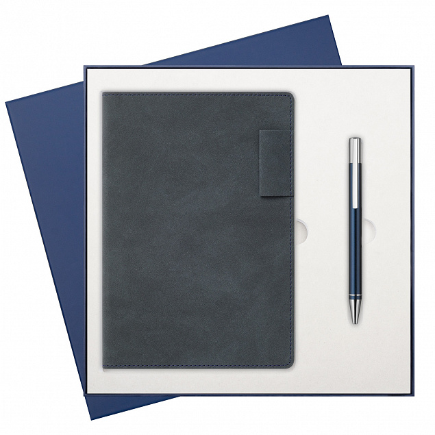 Подарочный набор Teolo, синий (ежедневник, ручка) с логотипом в Москве заказать по выгодной цене в кибермаркете AvroraStore