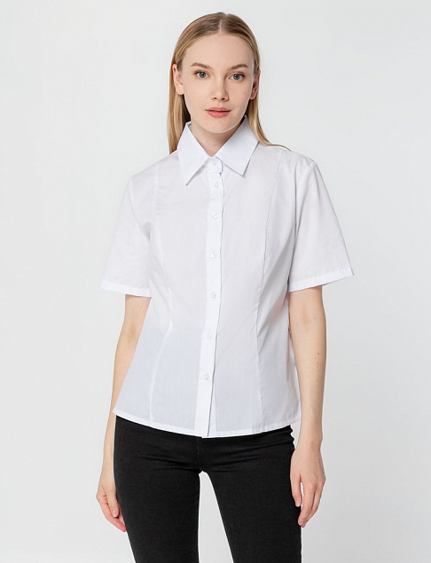 Рубашка женская с коротким рукавом Collar, белая с логотипом в Москве заказать по выгодной цене в кибермаркете AvroraStore
