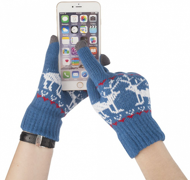 Сенсорные перчатки Raindeer, синие с логотипом в Москве заказать по выгодной цене в кибермаркете AvroraStore