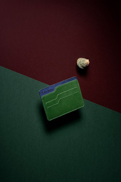 Чехол для карточек Roma, зелено-синий с логотипом в Москве заказать по выгодной цене в кибермаркете AvroraStore