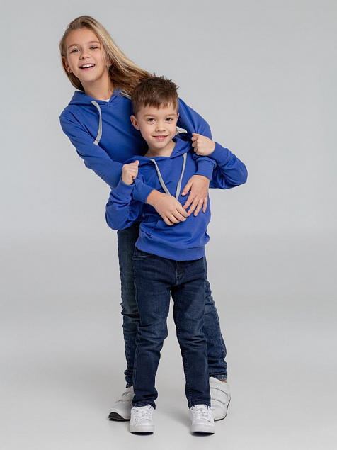 Толстовка с капюшоном детская Kirenga Kids, ярко-синяя с логотипом в Москве заказать по выгодной цене в кибермаркете AvroraStore