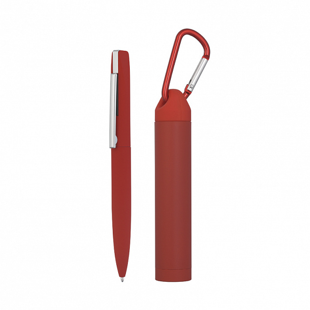 Набор ручка + зарядное устройство 2800 mAh в футляре, прорезиненный красный с логотипом в Москве заказать по выгодной цене в кибермаркете AvroraStore