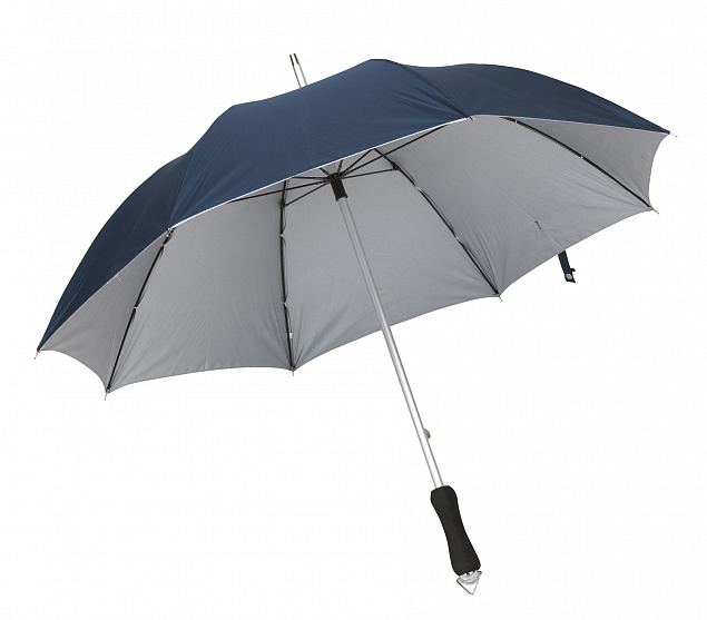 Зонт-трость из стекловолокна JOKER, темно-синий, серебристый с логотипом в Москве заказать по выгодной цене в кибермаркете AvroraStore