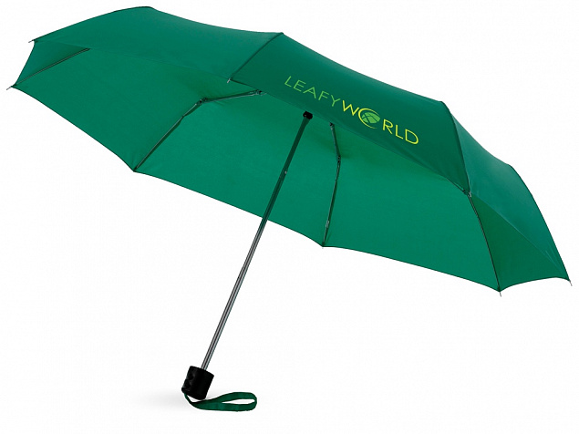 Зонт Ida трехсекционный 21,5, зеленый с логотипом в Москве заказать по выгодной цене в кибермаркете AvroraStore
