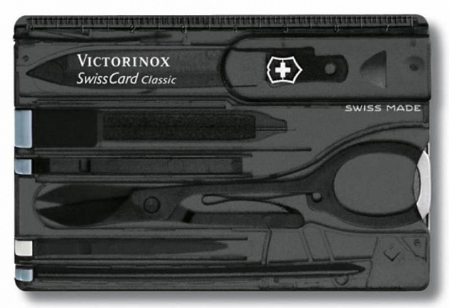 Набор инструментов SwissCard, полупрозрачный черный с логотипом в Москве заказать по выгодной цене в кибермаркете AvroraStore