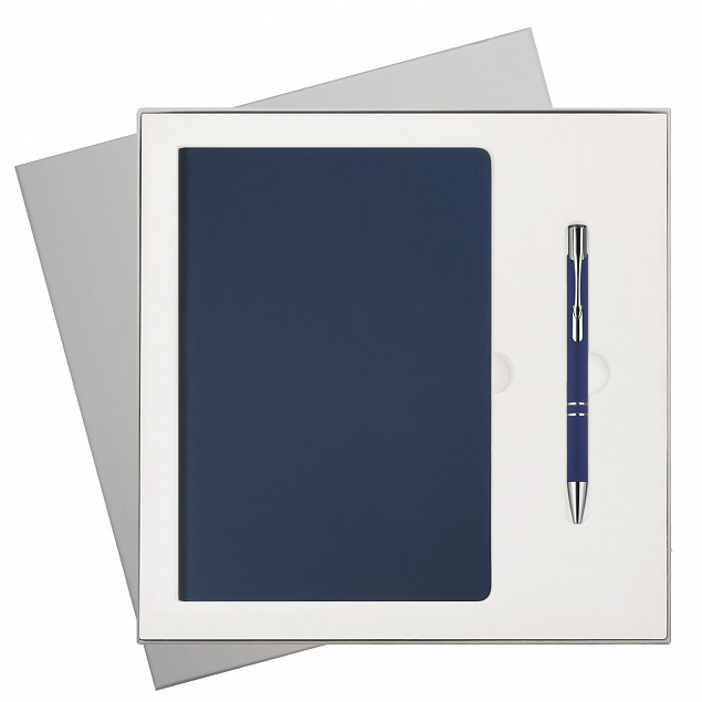 Подарочный набор Star, синий (ежедневник, ручка) с логотипом  заказать по выгодной цене в кибермаркете AvroraStore