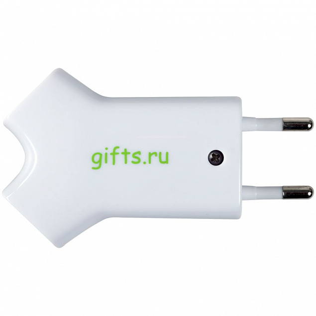 Сетевое зарядное устройство Uniscend Double USB, белое с логотипом в Москве заказать по выгодной цене в кибермаркете AvroraStore