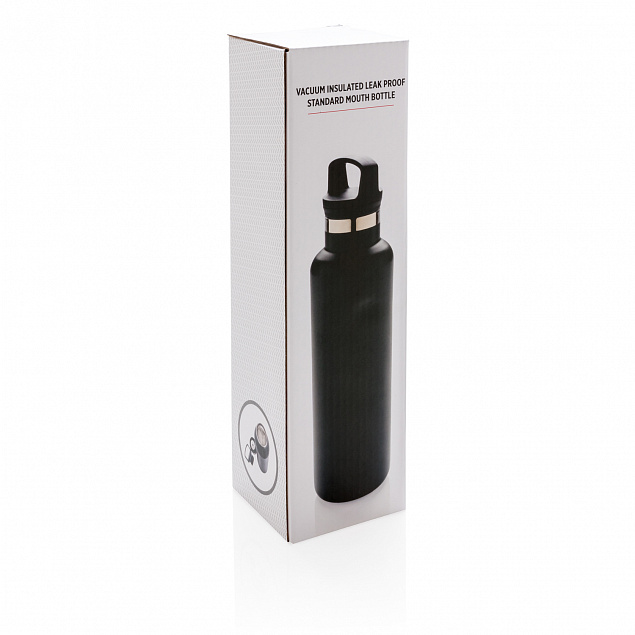 Герметичная вакуумная бутылка, черная с логотипом в Москве заказать по выгодной цене в кибермаркете AvroraStore