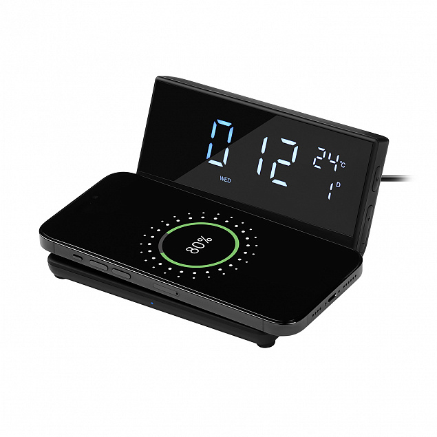 Настольные часы с беспроводной зарядкой 15W Zenith с логотипом в Москве заказать по выгодной цене в кибермаркете AvroraStore