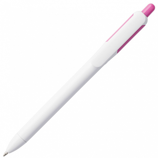 Ручка шариковая Bolide, белая с розовым с логотипом в Москве заказать по выгодной цене в кибермаркете AvroraStore