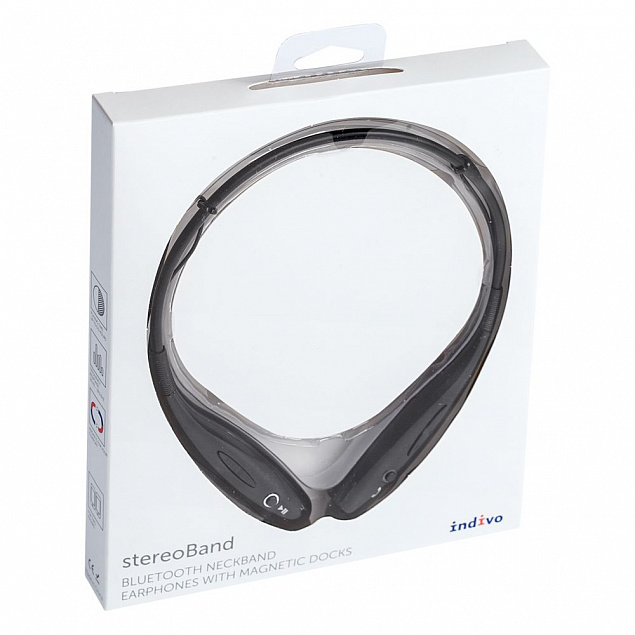 Bluetooth наушники stereoBand, черные с логотипом в Москве заказать по выгодной цене в кибермаркете AvroraStore