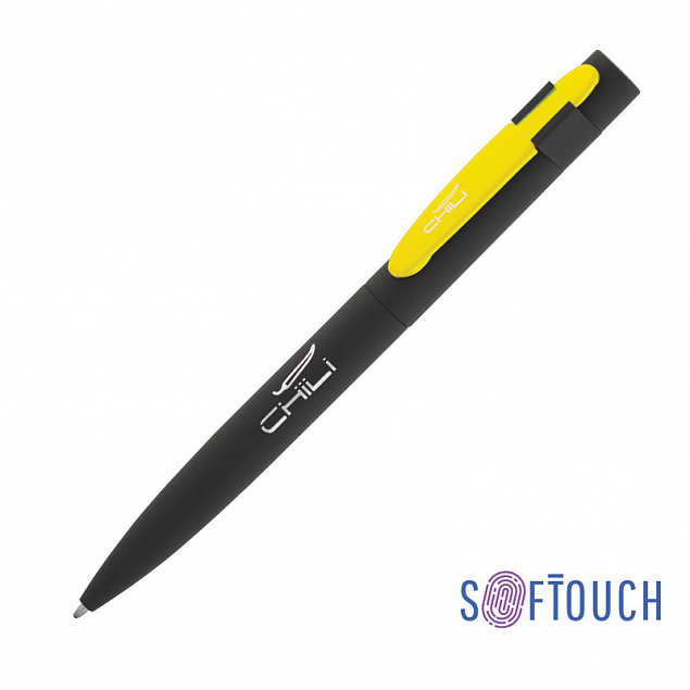 Ручка шариковая "Lip", черный/желтый, покрытие soft touch с логотипом в Москве заказать по выгодной цене в кибермаркете AvroraStore