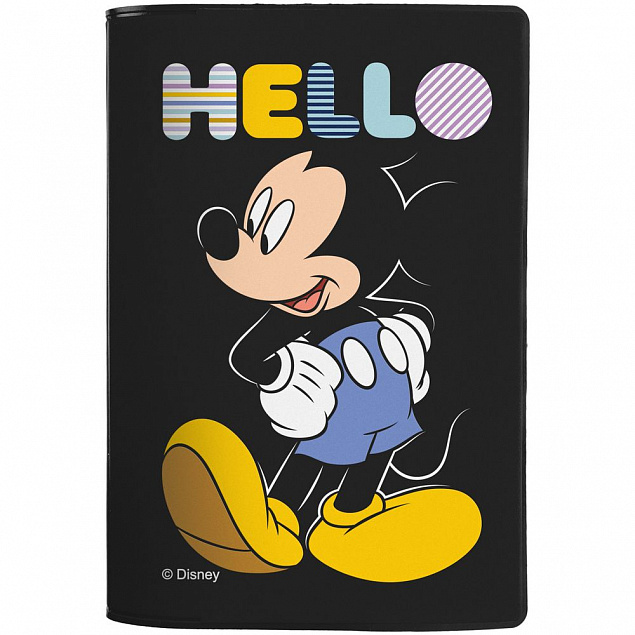 Обложка для паспорта Hello Mickey, черная с логотипом в Москве заказать по выгодной цене в кибермаркете AvroraStore