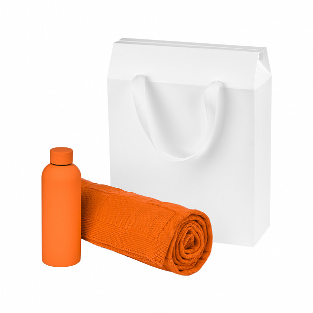 Подарочный набор Prima, оранжевый (термобутылка, плед) с логотипом в Москве заказать по выгодной цене в кибермаркете AvroraStore