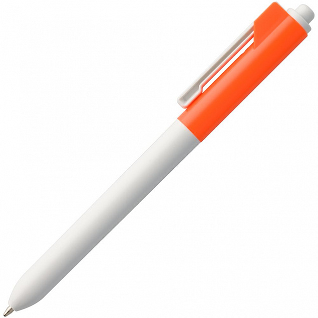 Ручка шариковая Hint Special, белая с оранжевым с логотипом в Москве заказать по выгодной цене в кибермаркете AvroraStore